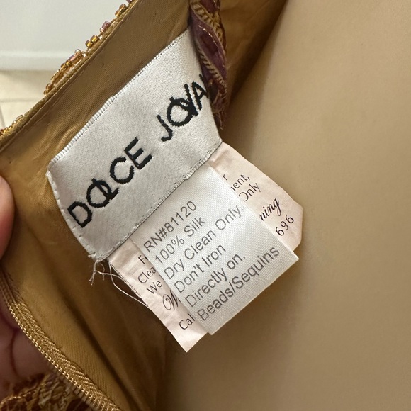 Y2K Vintage Boho Dolce Jovani Silk Beaded Front Slit Earth Tomes Size 4 Dress - Picture 11 of 16